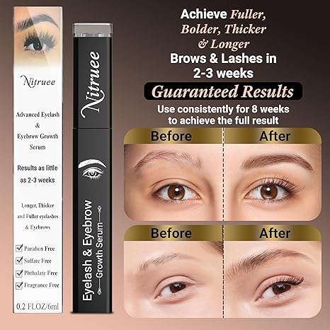 Nitruee Eyelash and Eyebrow Growth Serum to Achieve Longer