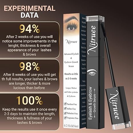 Nitruee Eyelash and Eyebrow Growth Serum to Achieve Longer